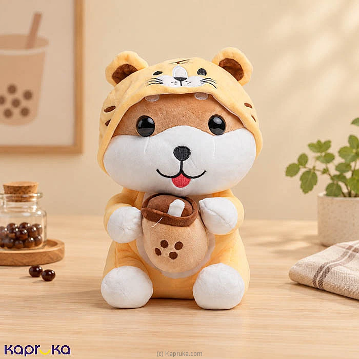 Yellow Tiger Hoodie Shiba Inu Boba Plush Toy - 11 Inch