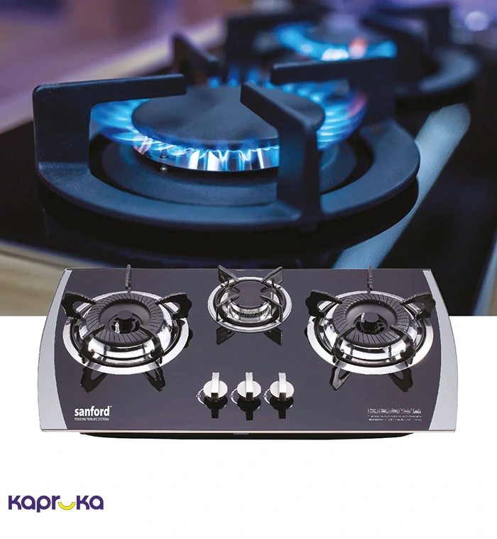 Sanford Extra Hard Tempered Glass Top 3 Burner Pantry Top Gas Cooker - SF 5404GC